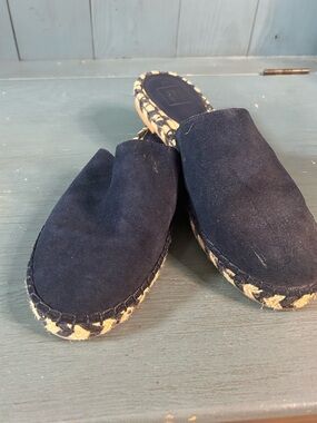 GAP Navy Blue Suede Espadrille Slip-On Mules | Size 8.5